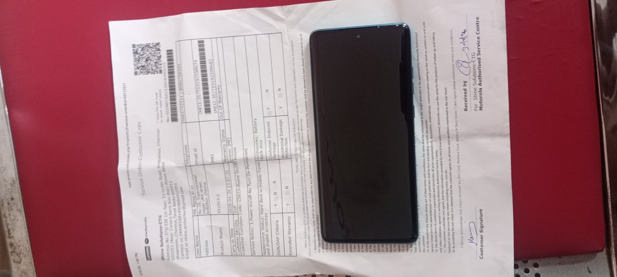 kiranmarvolous's tweet photo. @motorolaindia @Lenovo_in 

My 6 month old Moto Fushion 60 has a motherboard failure. Warranty claim rejected due to minor scratches.

This is unacceptable. Please provide written technical proof or approve warranty repair.

Escalating if unresolved.

#ConsumerRights #poorservice https://t.co/BvZ8vscTIK