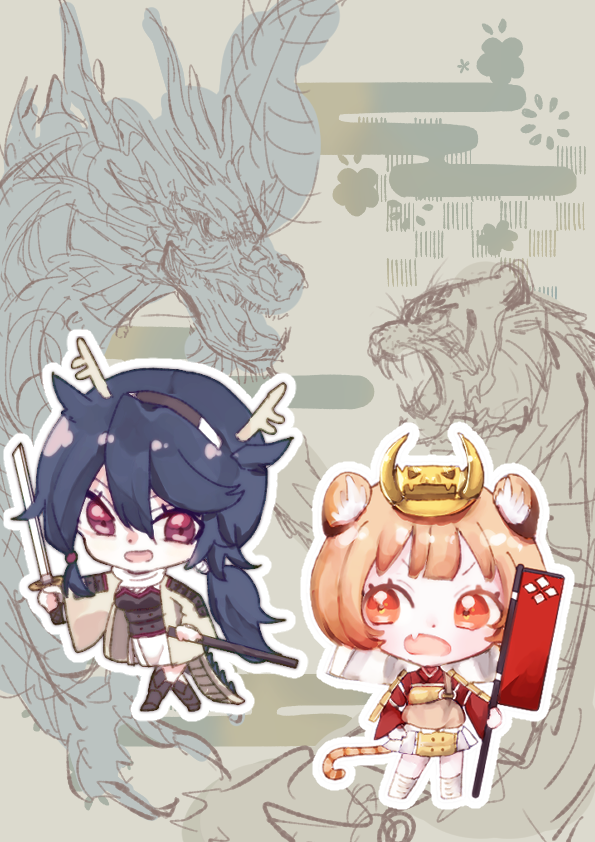 本日のイラストは「5月テーマのミニキャラの武将＆お姫様」です 