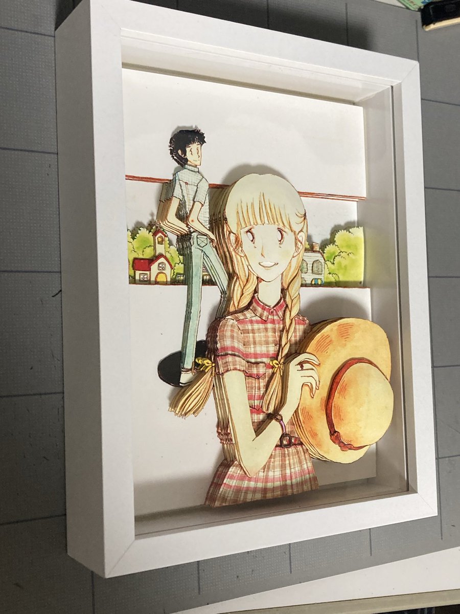 M_Dent3124's tweet photo. 専用額に入れて完成です。実物は6月6日から北九州漫画ミュージアムで土日に行われるアズ漫画研究会60周年展で、ご覧ください。村田護郎氏原画の新作や評判の良かった旧作も出展します。6月28日までですので、よろしく！
#シャドーボックス、#陸奥A子、#歌い忘れた1小節、#アズ漫画研究会60周年展 https://t.co/fgpFGZarYk