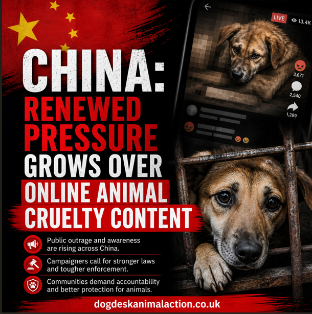 🇨🇳 Renewed pressure is growing over online animal cruelty content.

Today’s Bulletin also covers illegal dog culling in Pakistan, activism in Sri Lanka, societal violence concerns in Ghana, and a major cruelty case in Australia.

Read here ⬇️
dogdeskanimalaction.co.uk/p/dog-desk-ani…