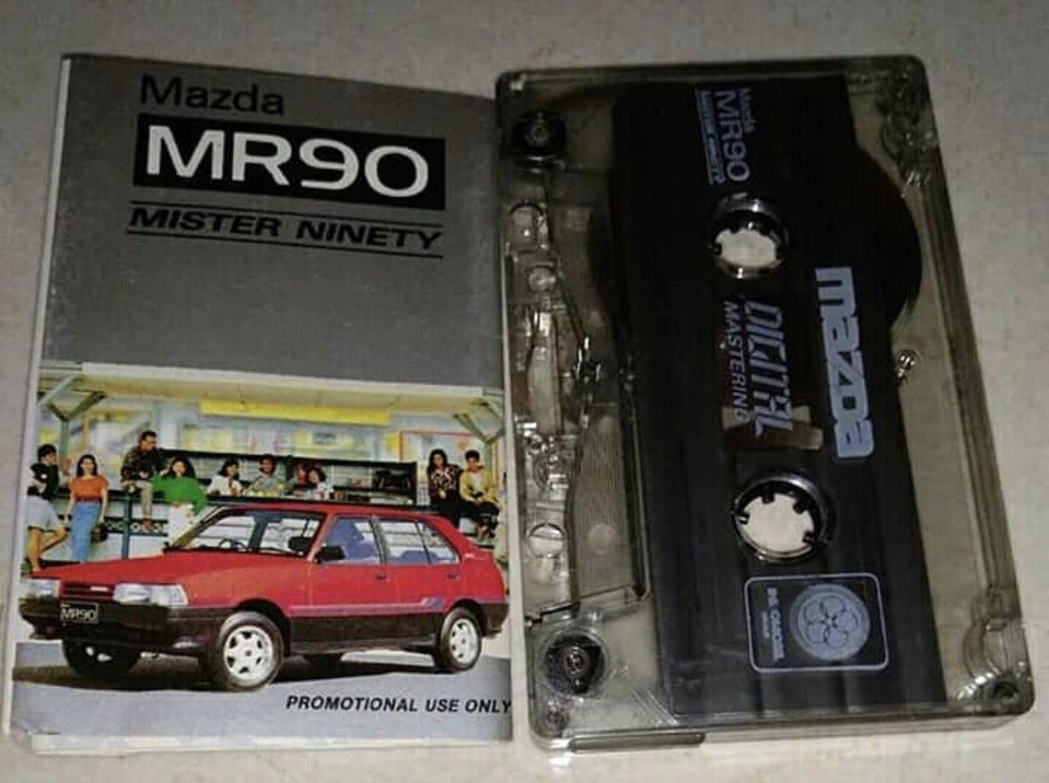 cand26_'s tweet photo. @1600Ceres It is said that "MR90" stands for "Mobil Rakyat 90" ("People's Car 90) because Mazda saw the success of Toyota Kijang as Indonesia's "people's car" and decided to join in as well.

Fun fact: Mazda even gave you free cassette if you buy an MR90. https://t.co/JHtSBstjZa