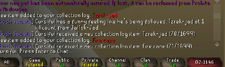 Cursiful's tweet photo. It took me 3 attempts for my first KC against Jad and on my first kc I was blessed🦾🙌@Jagex https://t.co/pn0w25SZeC