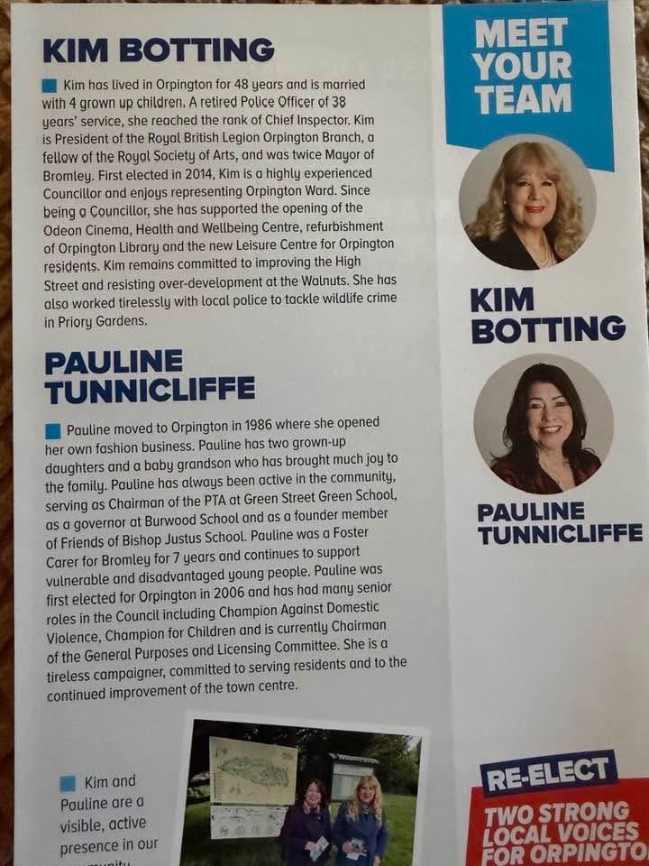 KimBotting's tweet photo. Re-elect your highly experienced Cllrs for Orpington Ward - 7th May proposed by Mike Botting 6 Sevenoaks Rd BR6 9JJ https://t.co/ugZvrZKknS