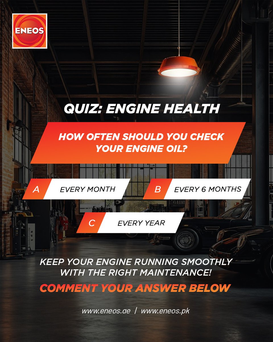 eneosmena's tweet photo. Regularly checking your engine oil is a simple step that can greatly improve your car’s performance and longevity.
Drop your answer in the comments and see if you're on track for top engine health!

Contact:  https://t.co/ZA707mRYvp / https://t.co/Vsc645jnXH

#eneosuae #engineoil https://t.co/P8aOTEj0Xe