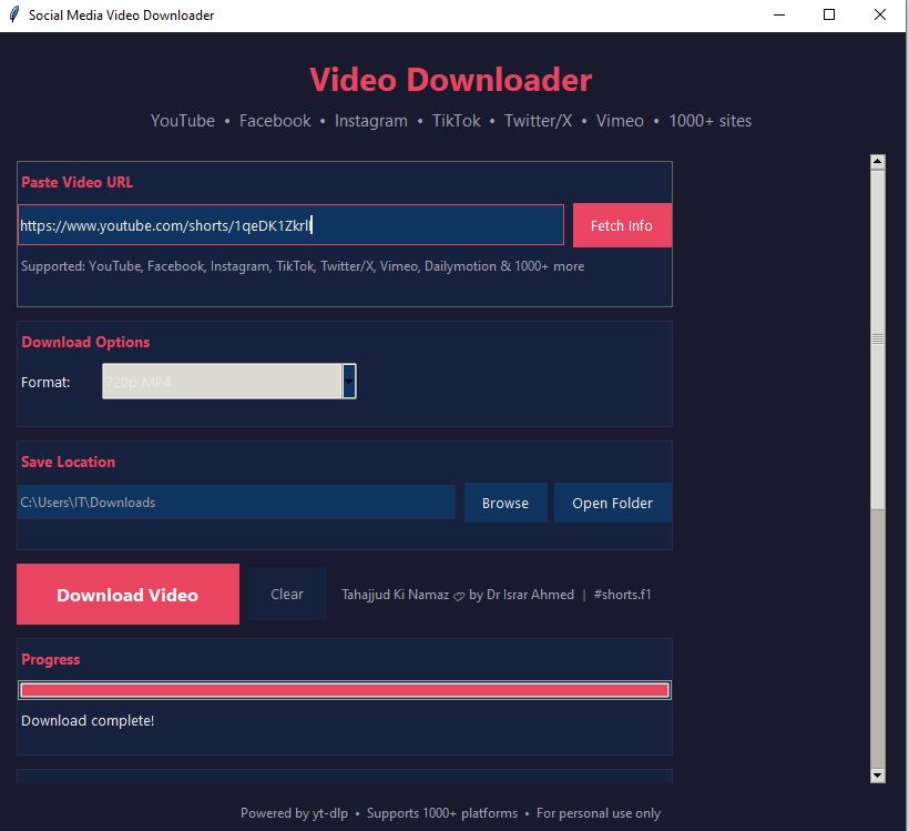 JunaidAltaf092's tweet photo. 📂 Full source code:
https://t.co/tfClrEN5Gr

Built this to learn GUI dev &amp; open-source packaging. Feedback welcome! 🙌

#Python #OpenSource #VideoDownloader #YouTube #TikTok #Instagram #Programming #GUI #Windows #Developer https://t.co/NiMcIWmTSc