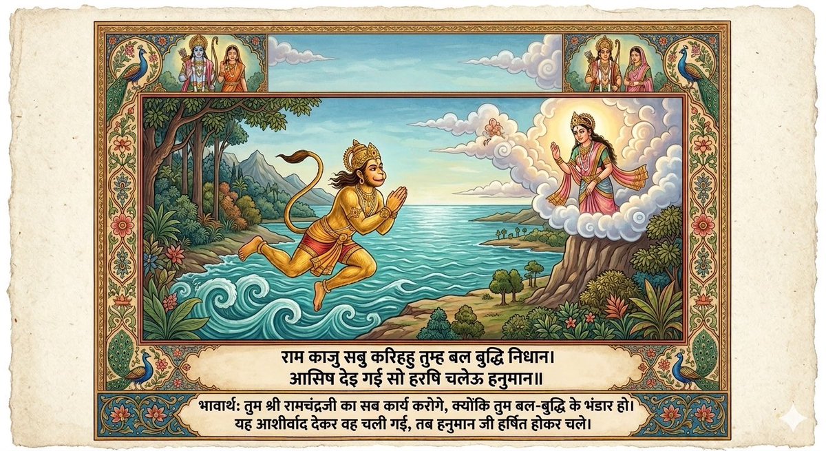 सुरसा का आशीर्वाद लेकर पवनपुत्र #हनुमान जी आगे बढ़े—
जब संकल्प श्रीराम का हो, तो बल, बुद्धि और विजय स्वयं साथ चलते हैं।

॥जय हनुमान॥

#RamCharitManas #SundarKand #Hanuman #JaiShriRam