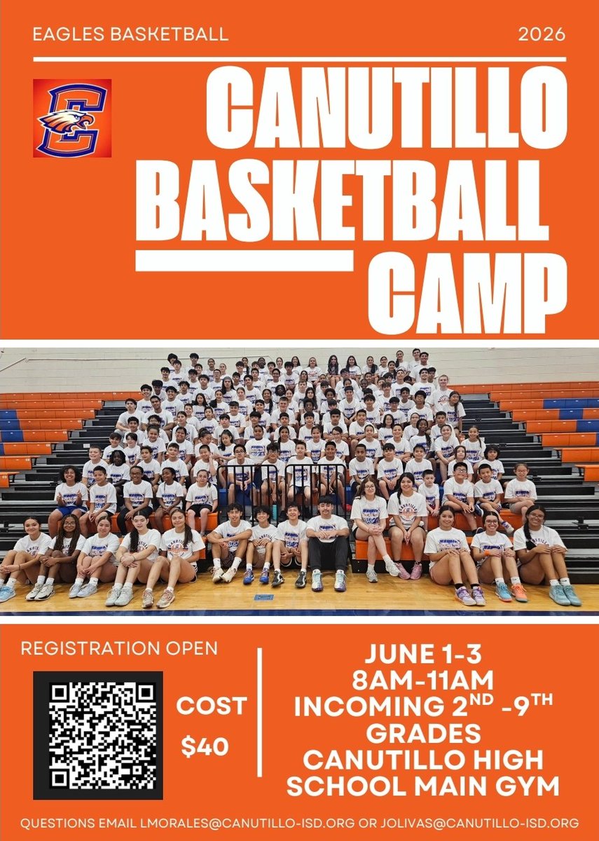CanutilloHoops's tweet photo. 🏀 Canutillo Eagles Basketball Camp 2026
Register here:
https://t.co/M799QnYebI https://t.co/tvGWzO27rP
