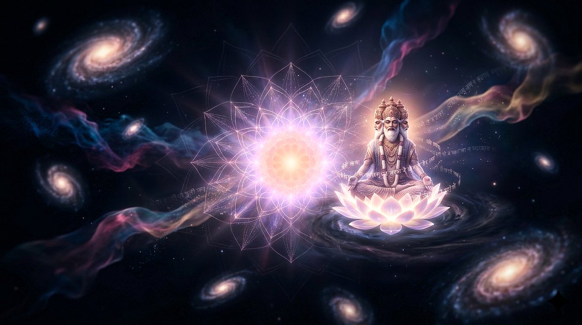 aigentrix's tweet photo. The Dawn of Cosmic Creation
A transcendent vision of the moment of creation, where Lord Brahma manifests upon a divine lotus emerging from the cosmic ocean. https://t.co/rH8jwBhdyE