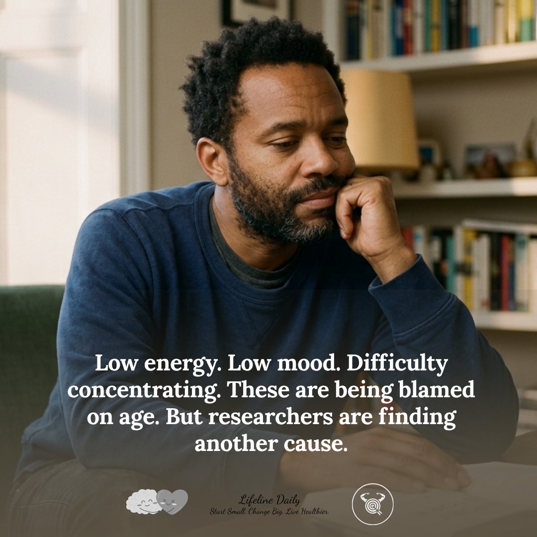 LifelineDaily's tweet photo. Fatigue, low mood, reduced muscle mass, poor concentration. These symptoms in men are routinely attributed to age or lifestyle. Research suggests there is often another factor that never gets investigated.

Studies link higher PFAS exposure — from chemicals in non-stick cookware, food packaging, waterproof fabrics, and drinking water — to measurably lower testosterone levels and reduced sperm quality in men, including both count and motility, the ability of sperm to move effectively.

Testosterone regulates far more than reproductive function. It drives energy, mood, muscle maintenance, cognitive sharpness, and metabolic health. When levels fall due to chemical interference, the symptoms are identical to age-related decline. Without identifying the cause, treatment addresses the symptom while the underlying driver continues unchecked.

Declining sperm quality is a separate concern that is becoming increasingly common. PFAS exposure is one of the factors researchers are consistently identifying in the data.

If these symptoms are familiar and haven't shifted with lifestyle changes, PFAS exposure is a conversation worth having with your doctor.

#LifelineDaily #menshealth #hormonehealth