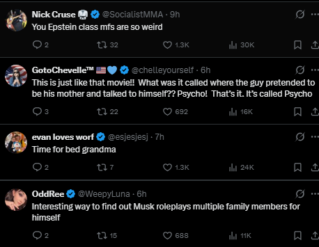 TarperDEV's tweet photo. This is really viral

Maye Musk quoted Elon but wrote everything wrong

Everyone is suspecting that 
@elonmusk
 is roleplaying and using her account as an ALT

Check the comments

There is more posts about this that have gone viral

Check here - https://t.co/fmdOhJQaQn

https://t.co/fmdOhJQaQn