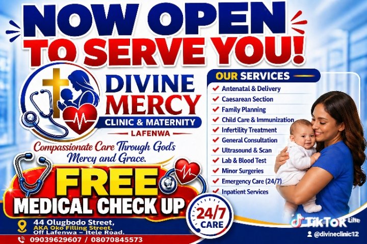 Isaac0548099429's tweet photo. METROHEALTH HMO NOW AVAILABLE AT DIVINE MERCY CLINIC AND MATERNITY LAFENWA.
T. FARE AND FEEDING OF ALL PATIENTS/ CLIENTS.
PLEASE PATRONIZE US https://t.co/SNW9NpKLbY