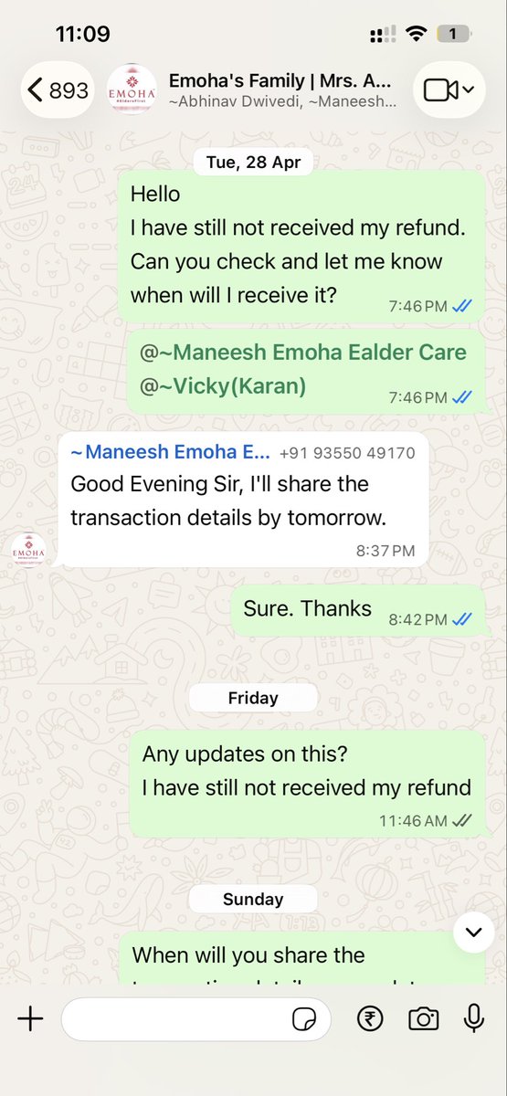 anomaly2104's tweet photo. @Saumyajit @EmohaElderfirst is a fraud company. Beware before making any payment to them. I paid rs 8400 to them for caretaker services. They never provided it. On asking for refund no refund as well.

Pathetic, unprofessional and fraud services. https://t.co/1b4sO3BCxU