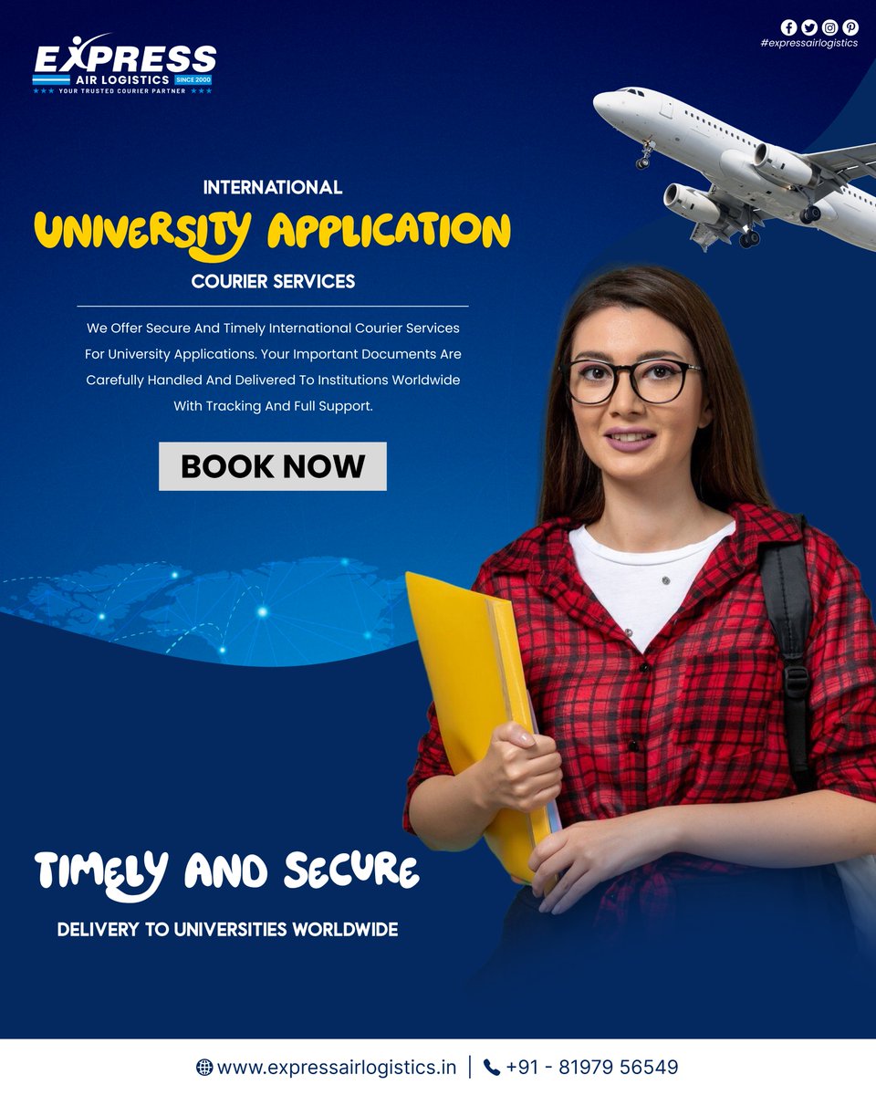 expressairlogis's tweet photo. ✈️ Need international courier services in Bangalore?
Send your university applications safely &amp; on time 🎓
🚀 Fast | Secure | Tracked

📞 +91 81979 56549
🌐 https://t.co/EhlR2PnfVh
📩 DM to book now https://t.co/lHo1SdttHe