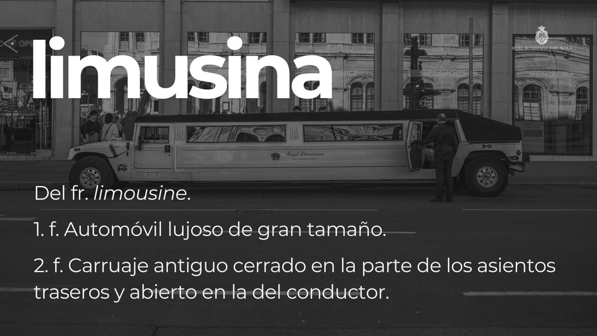 #PalabraDelDía | limusina

Además de «limusina» (forma mayoritaria en todas las áreas), en el español americano también se usa la variante «limosina»; no se recomienda, en cambio, la forma híbrida «limousina»: ow.ly/kYuP50YRJA3.