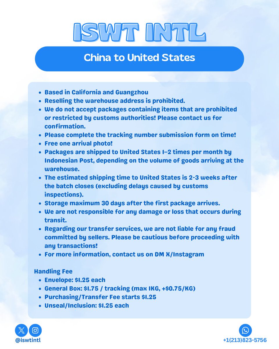 iswtintl's tweet photo. 🍩 ISWT Intl presents 🎀

✅ Indonesia - USA
✅ China - USA
✅ Japan - USA
✅ USA - Worlwide (except Indonesia) 

# warehouse wh us indo ina proxy ww paypal tf check out co jastip amerika amrik https://t.co/PWQtfRll1I