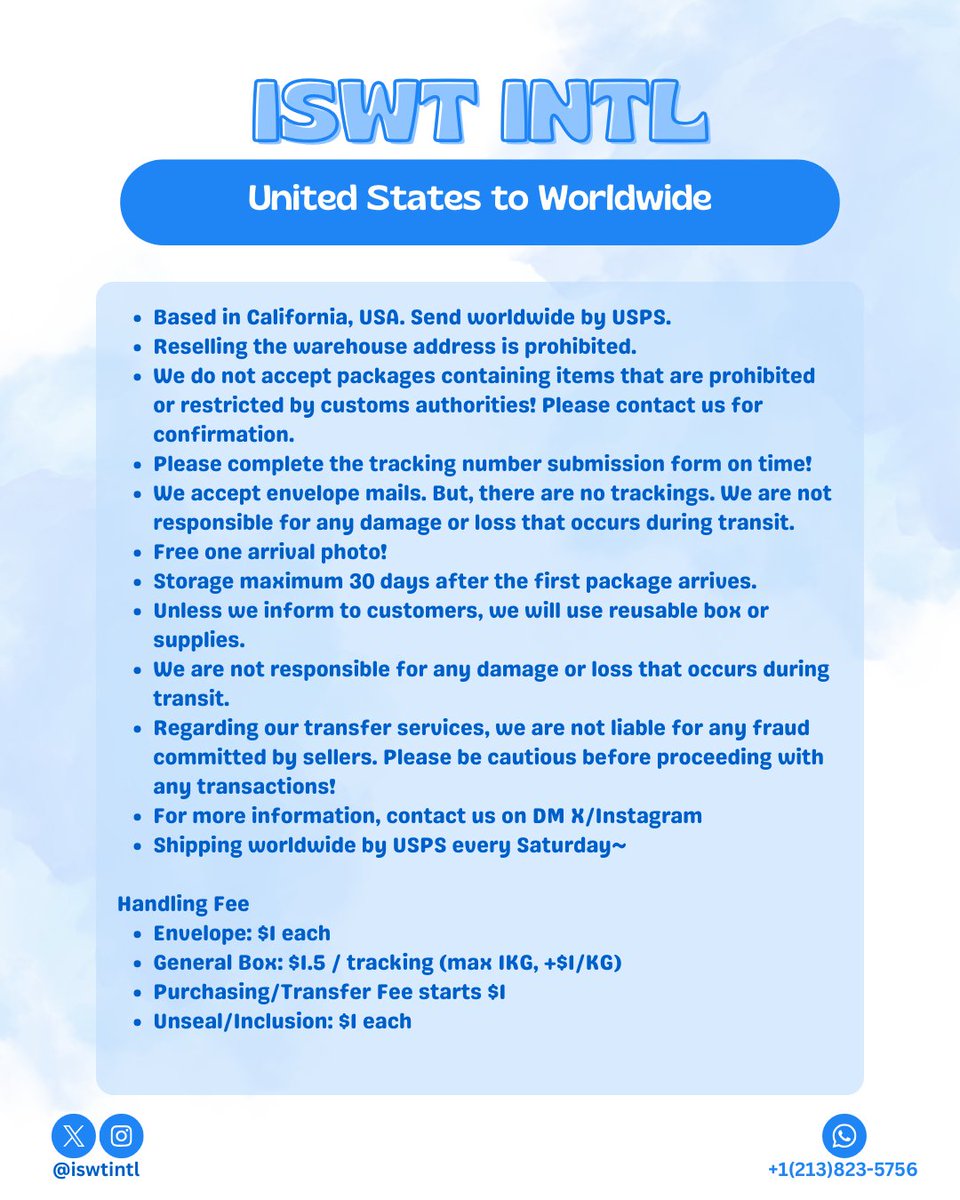 iswtintl's tweet photo. 🍩 ISWT Intl presents 🎀

✅ Indonesia - USA
✅ China - USA
✅ Japan - USA
✅ USA - Worlwide (except Indonesia) 

# warehouse wh us indo ina proxy ww paypal tf check out co jastip amerika amrik https://t.co/PWQtfRll1I