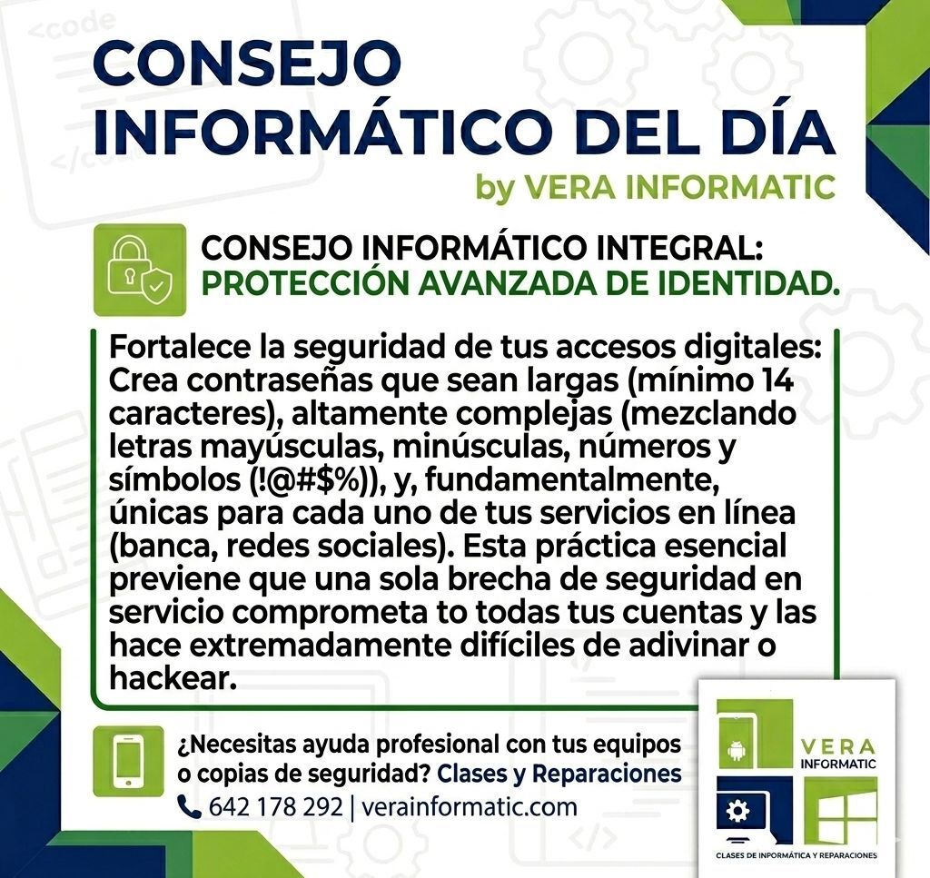 VeraInformatic's tweet photo. Es muy importante crear contraseñas fuertes para estar realmente seguro 🔐 

#VeraInformatic https://t.co/fExXgs9o64