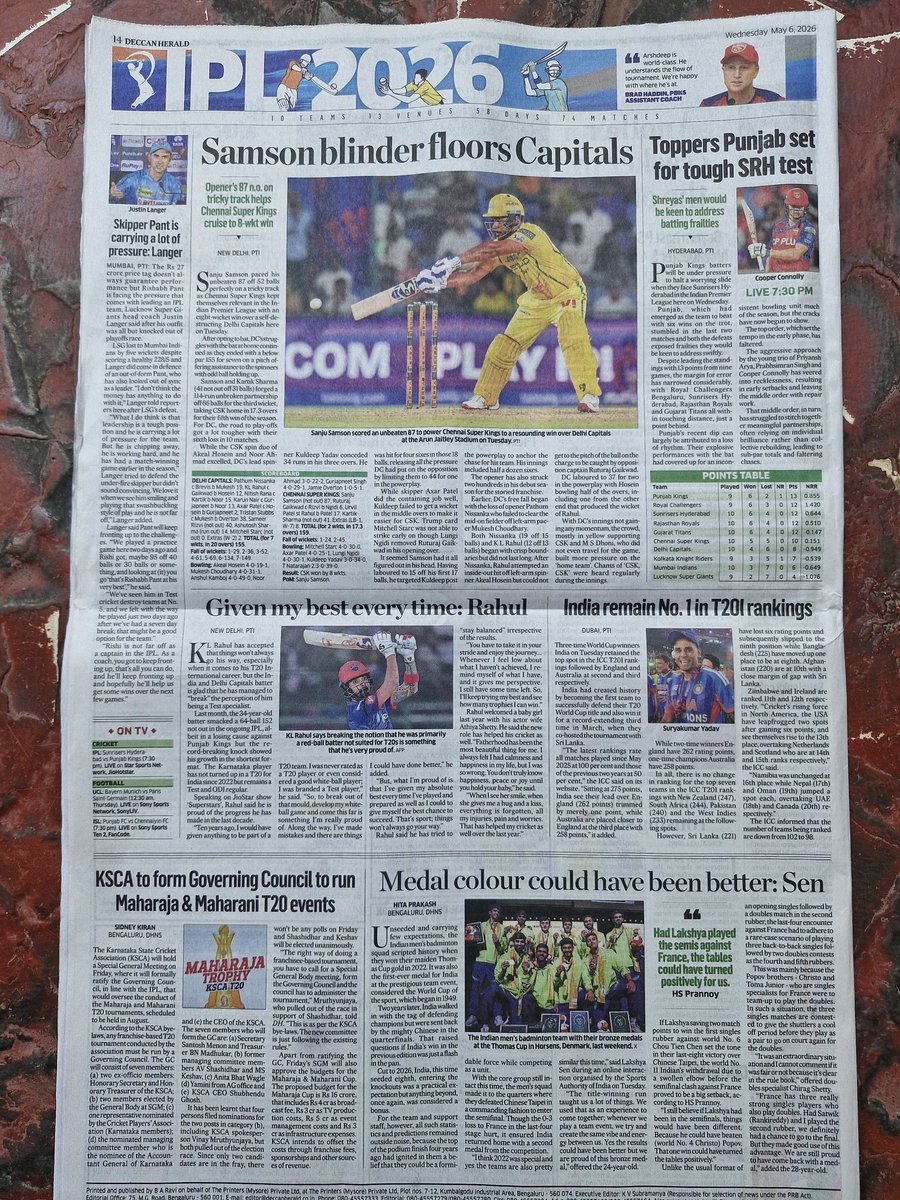 HitaPrakash's tweet photo. On days when an 'other sports' story gets space on a cricket page, it feels like a personal win. 
"I'll see how you'll become a sports journalist without doing cricket," a 'senior' had shouted. Kids, especially girls, don't listen to the insecure entitled ones in this profession. https://t.co/DD1AbvimIM