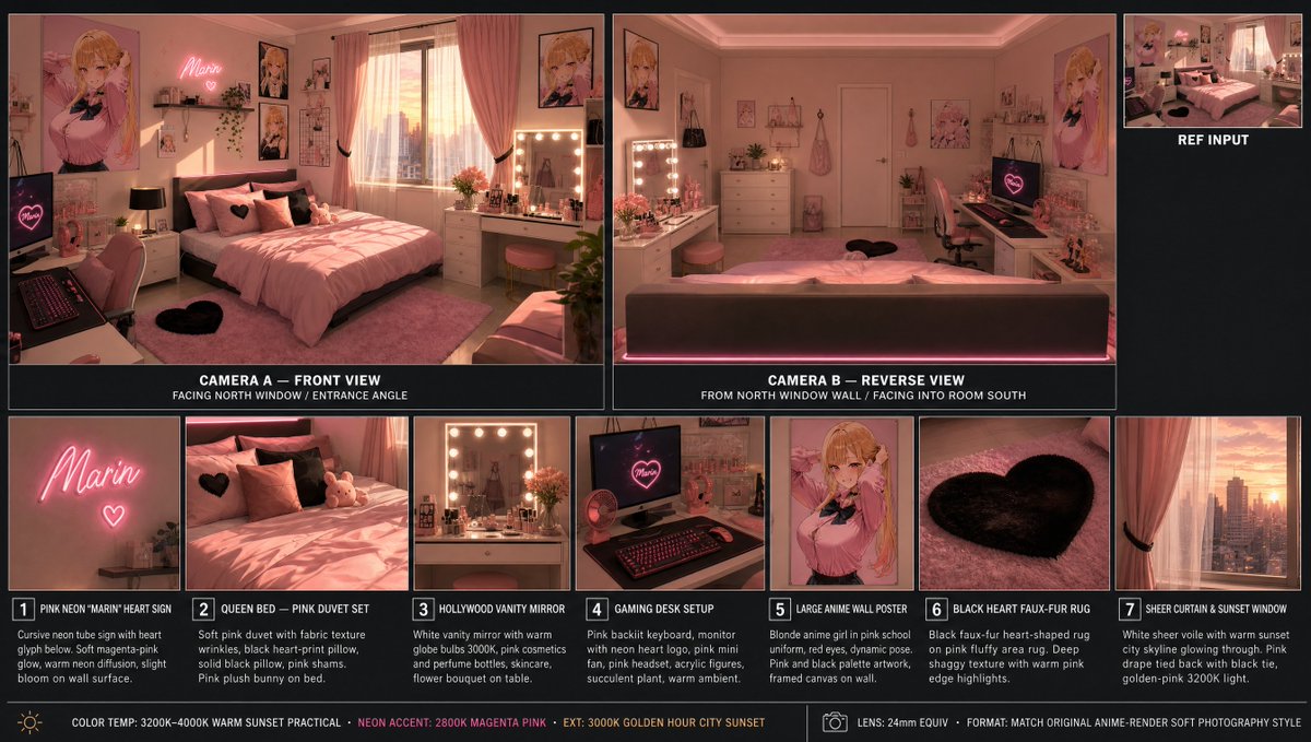 Pink Anime Bedroom Spatial Board
