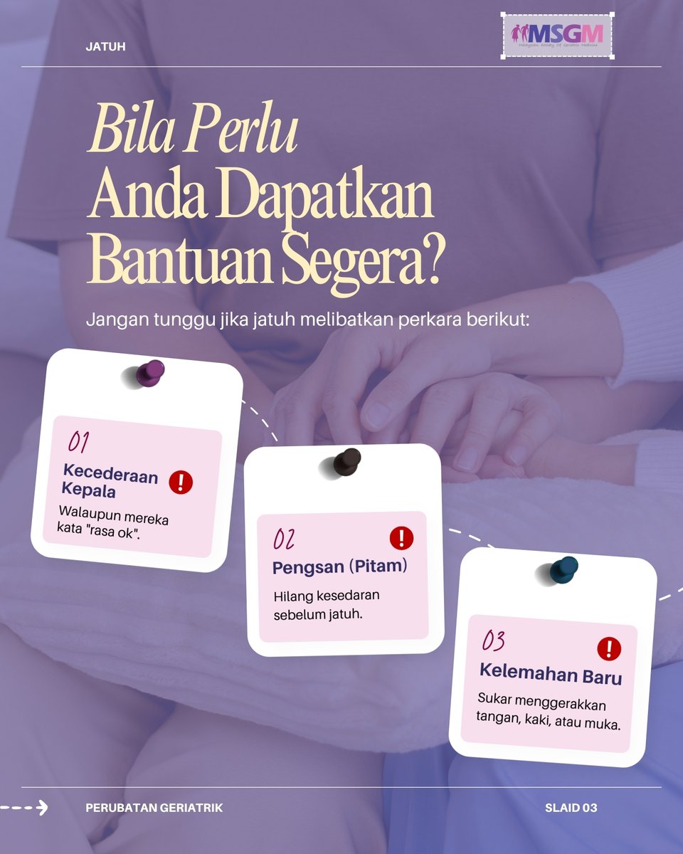 msgm_geriatric's tweet photo. Jatuh bukan sekadar "Terjatuh" Jatuh sekali hari ini, mungkin petanda jatuh yang lebih parah esok? 🤔

👉 Baca sekarang
#MSGM #PencegahanJatuh #KesihatanWargaEmas #Geriatrik #PenuaanSihat #KeselamatanRumah #GeriatricMedicine #GeriatricCare #GeriatricHealthcare https://t.co/pVpBGK8dpi
