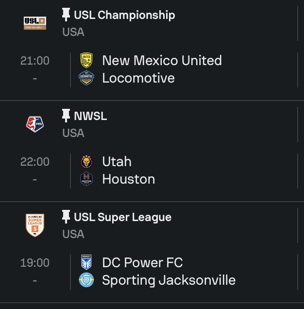 RenatoSosua's tweet photo. USA #USL Championship #SofaScore
USA #NWSL National Women’s Soccer League #SofaScore
USA #USLSL - USL Super League Women #SofaScore https://t.co/aOBvEE91bE