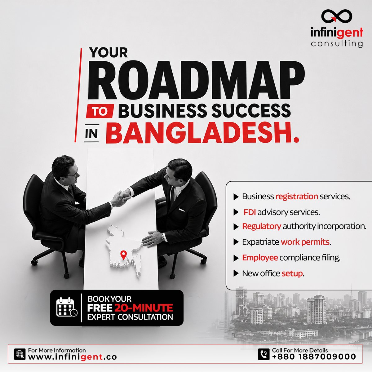 InfinigentLtd's tweet photo. Expanding to Bangladesh? 🇧🇩 Let us handle the legal setup, FDI, and compliance so you can focus on growth. See static 01.jpg for your roadmap to success! 📷 📷https://t.co/b6PO0fZOBw 📷 +880 1887009000  #FDI https://t.co/DSRrECsSHz