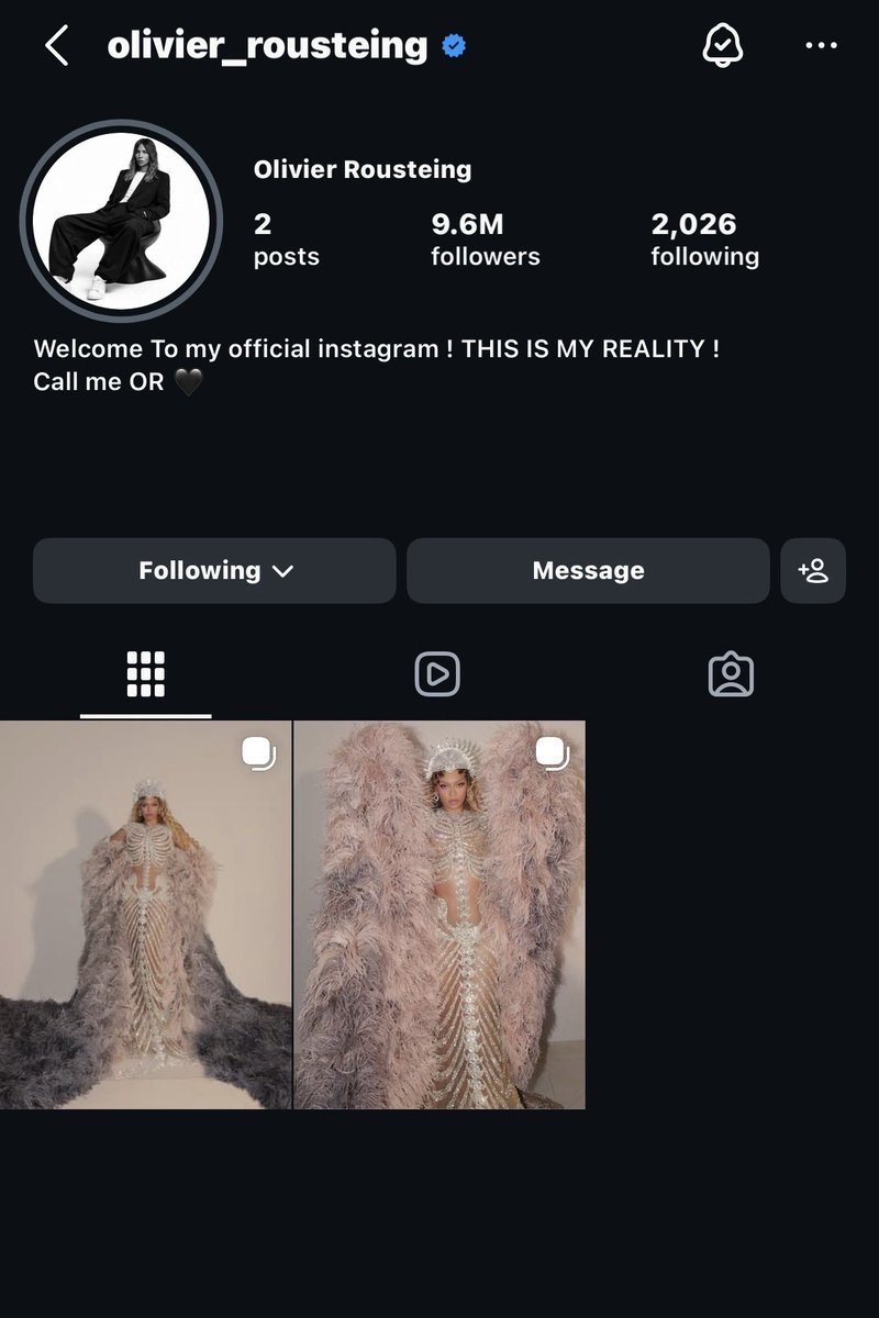olivier has archived all of his posts but beyoncé’s met gala look on instagram