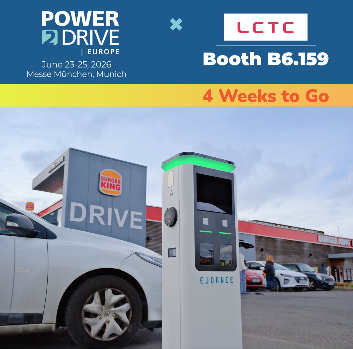 linkcharging's tweet photo. 📣 4 weeks to go — Power2Drive 2026
🇩🇪 Munich, we’re coming 😉
This June, our team will be there to showcase smart and reliable EV charging solutions.
📍 𝐁𝐨𝐨𝐭𝐡 𝐁𝟔.𝟏𝟓𝟗 ｜June 23–25, 2026｜ Messe München
👋See you there！
#LCTC #Power2Drive #Munich https://t.co/mXPjsPY9ax