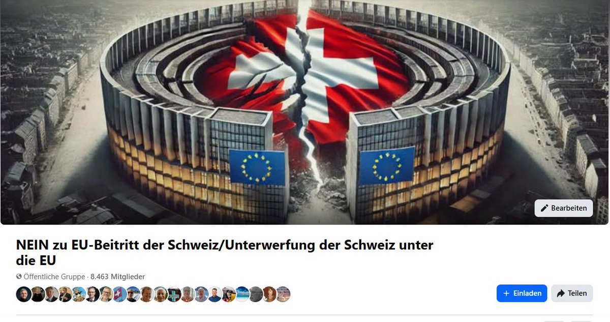 markuspmueller's tweet photo. Wie relevant ist die Gruppe "NEIN zu EU-Beitritt der Schweiz/Unterwerfung der Schweiz unter die EU" inzwischen geworden? 

Beziehungen Schweiz - Europäische Union EU: Wahrung von Unabhängigkeit und Neutralität! – https://t.co/2r6S7GXBTD https://t.co/aMMFbi0sqV