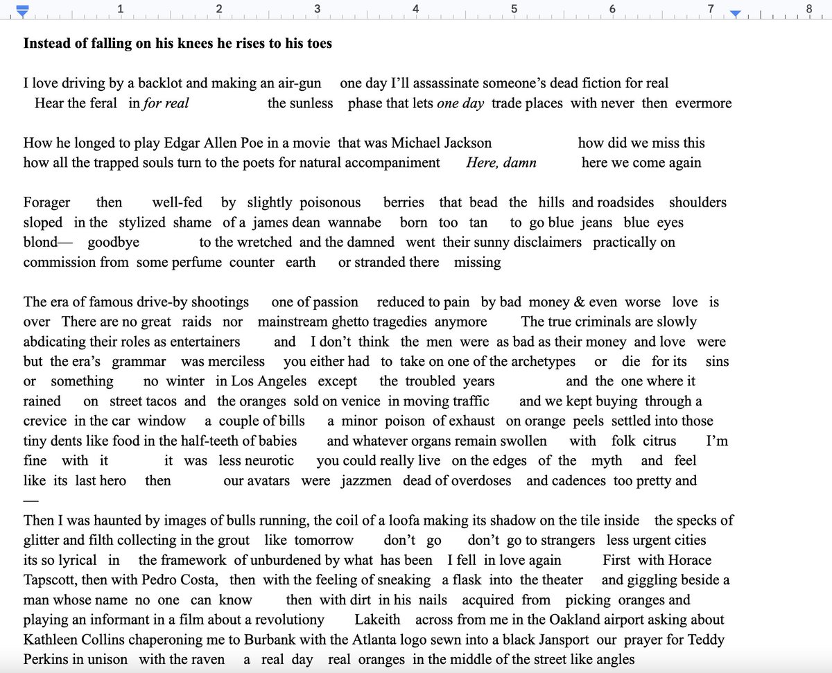 Writing an LA poem, because there are too many New York poems, an excerpt