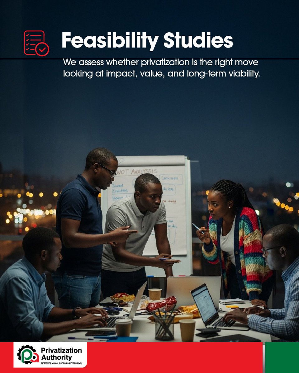 PrivatisationKE's tweet photo. 1/2
It doesn’t start with a sale — it starts with careful evaluation, structured approvals, and multiple layers of oversight. From feasibility studies to stakeholder engagement, every step is designed to ensure the process is transparent, accountable, and in the public interest. https://t.co/MuUVIXHY7H