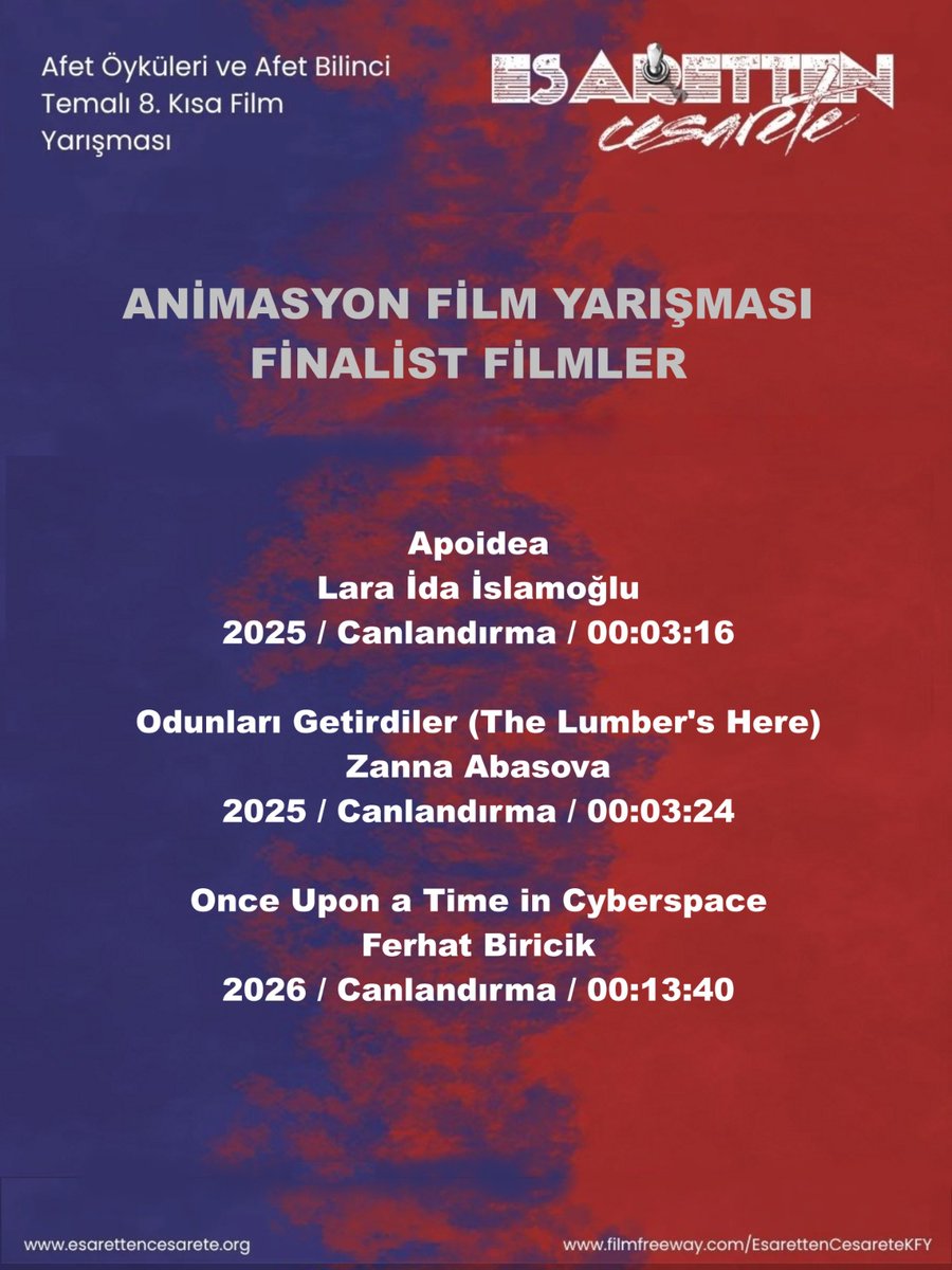 esrttncsrt's tweet photo. Afet Öyküleri ve Afet Bilinci temalı 8. Esaretten Cesarete KFY'nın finalistleri belirlenmiştir. 22 Mayıs 2026'daki galamıza görüşmek üzere! 🎥 https://t.co/pToh1sw3SC