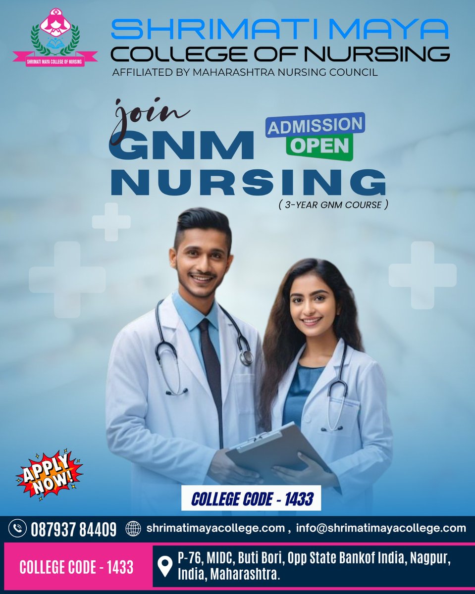 MayaNursing's tweet photo. Future Nurses, start your journey here! 🩺 GNM Nursing admissions are now open at Shrimati Maya College of Nursing. #missionadmission #gnm #nursing https://t.co/AESq9Hluy5
