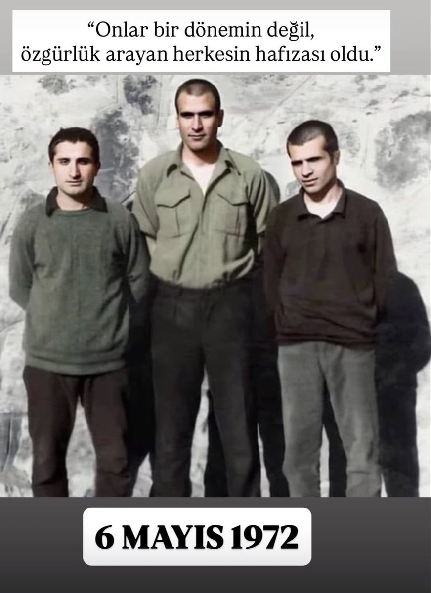 apoche12's tweet photo. “Üç fidan toprağa düştü,
özgürlük düşü büyümeye devam etti…”
#DenizGezmiş #üçfidan 
 #6Mayıs1972 https://t.co/1MOGJ1pZdK