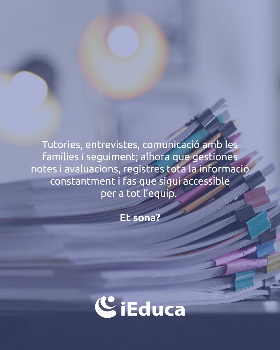 iEduca_'s tweet photo. La burocràcia als centres no sempre és la que sembla… No és només paperassa. Són les tutories, les entrevistes, les notes, el seguiment constant… Tot allò que ocupa hores i hores del dia a dia.

Amb iEduca, pots centralitzar tota aquesta informació en un sol lloc. 🚀

#ieduca https://t.co/KV9c0fDMl0