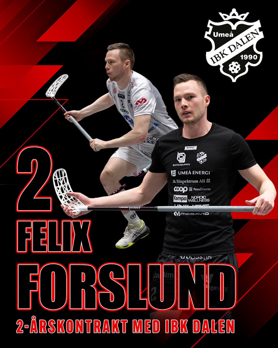Felix Forslund fortsätter i IBK Dalen!
Läs mer på ibkdalen.se
#innebandy #floorball <a href="/UnihocFloorball/">Unihoc Floorball</a> <a href="/svenskinnebandy/">Svensk Innebandy</a> <a href="/vkuriren/">Västerbottens-Kuriren</a> <a href="/innebandymag/">Innebandymagazinet</a> #umeåenergiarena #balticgruppen <a href="/Umeaenergi/">Umeå Energi</a> #innebandykungen #nordicwellness