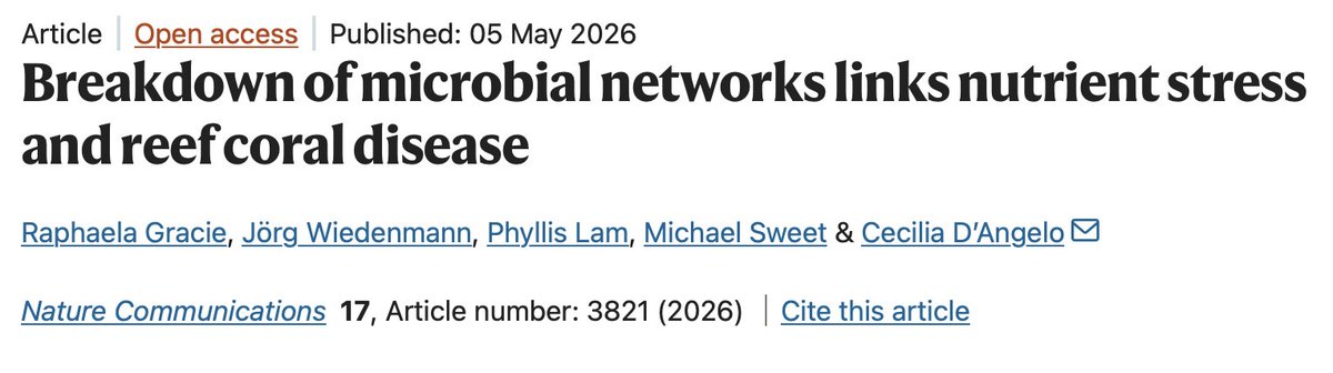 RaphaelaGracie's tweet photo. Interested in microbes, corals or nutrient stress? 

The first paper from my PhD has been published in @NatureComms!

Couldn't have asked for a better team @TheCoralReefLab and @DiseaseMatters.

https://t.co/iwXNCgloBv https://t.co/8c3UCPfRzR