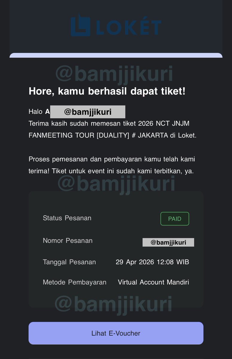 bamjjikuri's tweet photo. wts / want to sell / lfb

nct jnjm duality in jakarta day 1 
• cat 2 (1 tix)
• ⁠price: 3,8 mil/tix (web price + fee jaswar &amp; membership)
• from wv presale
• can meet up in jaksel area
• selling this bcs i got duality package day 2

t. nct jnjm duality jkt 4 juli 2026 https://t.co/otQWHDhc3h