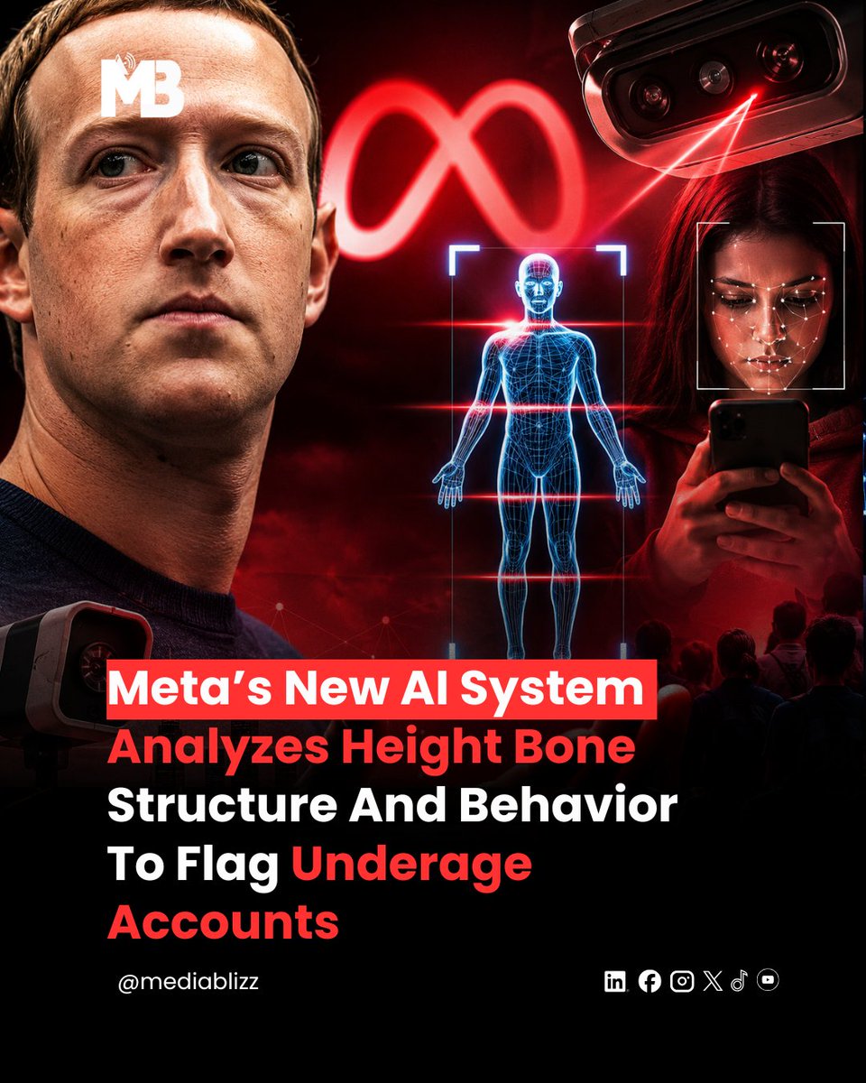 Meta will now use AI to analyze visual clues like height and bone structure to detect users who may be under 13 on Facebook and Instagram.

#AI #Meta #Instagram #TechNews #ArtificialIntelligence