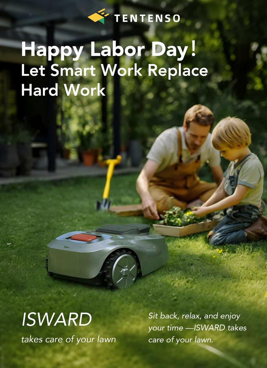 Peter_Ajs's tweet photo. TENTENSO
Let Smart Work Replace Hard WorkHappy Labor Day!
Sit back, relax, and enjoy your time — ISWARD takes care of the lawn.ISWARD takes care of your lawn.
#TENTENSO #ISWARD #RoboticMower #LaborDay #SmartLawnCare https://t.co/yp58HA7tWD