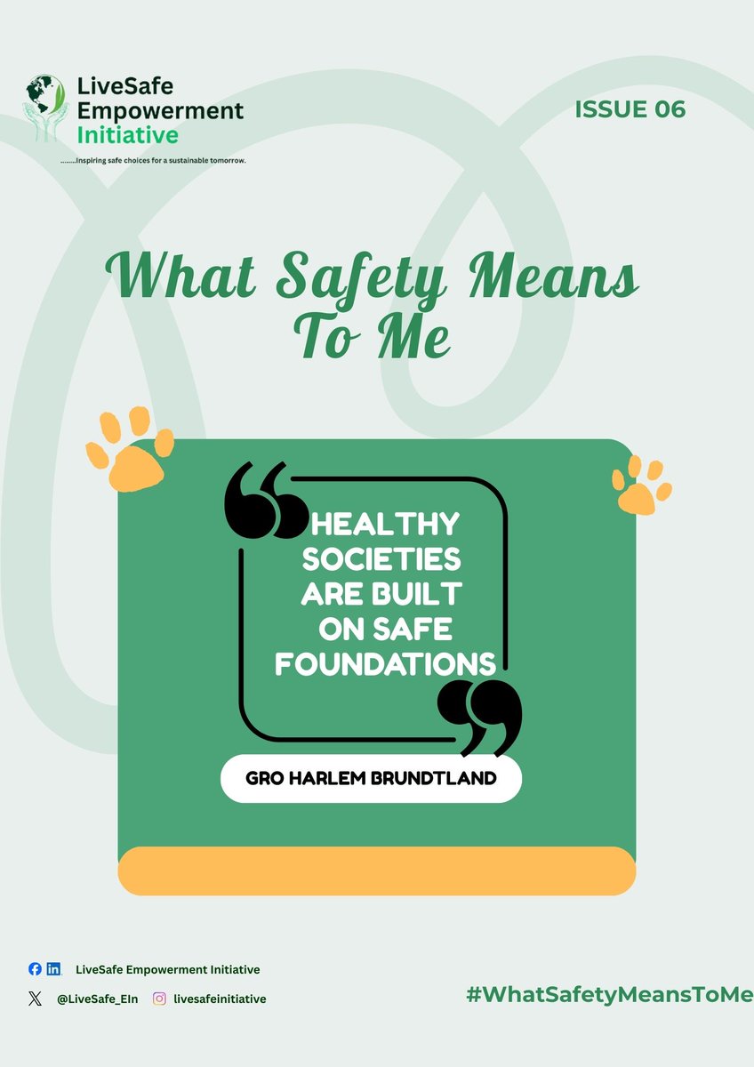 LiveSafe_EIn's tweet photo. When Gro Harlem Brundtland said, “Healthy societies are built on safe foundations,” she was pointing to a simple truth: wellbeing begins with safety.

Because a truly healthy society is not just one that survives, but one that feels safe enough to thrive.

#LiveSafe https://t.co/ph0iKWLiem