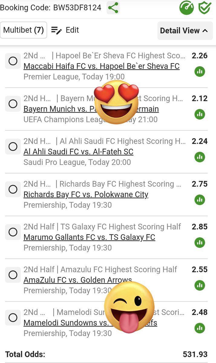 2nd Half Highest Scoring GOALS ⚽️🥅

Betslip CODE  : BW53DF8124 betway.co.za/book-a-bet-res…
KICK OFF : 19;00 ⌚️ 

Massively ODDS-ON : 531 🔥💯