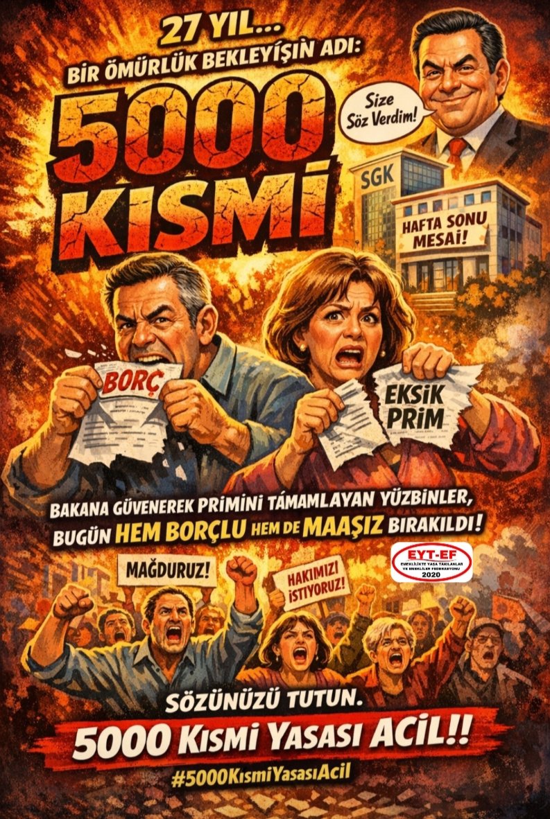 ArzuLast's tweet photo. Adalet Ertelenemez!

Sözünüzü tutun.
5000 Kısmi Yasası Acil!

#5000KısmiYasasıAcil
#Emeklilere40BinSeyyanen
@RTErdogan
@isikhanvedat https://t.co/3EzQHWI8SM