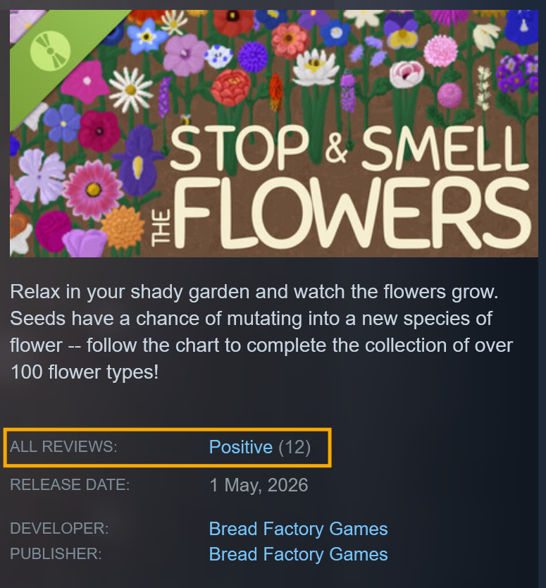 iheartfunnyboys's tweet photo. So happy to announce my self-published Steam game's demo has passed the 10 review threshold to get a public rating! ✨🌻🌼🌷🪻

https://t.co/ju3V9awfuh

#WishlistWednesday #Steam #GameDev https://t.co/6XZW47wQNw