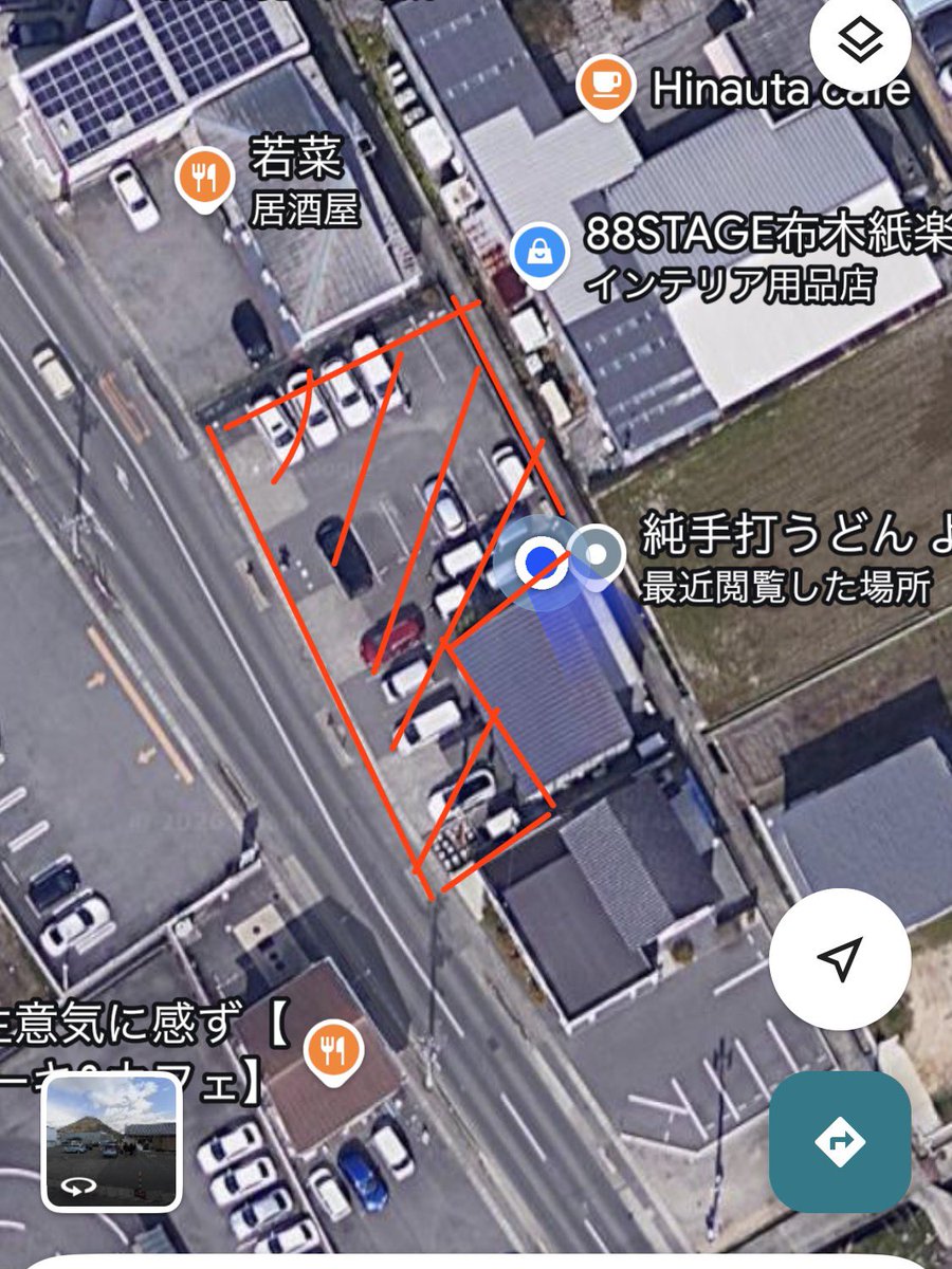 とんきち様確認用 大事なお知らせ】 よしやの駐車場はこの赤枠の中の20台のみとなって