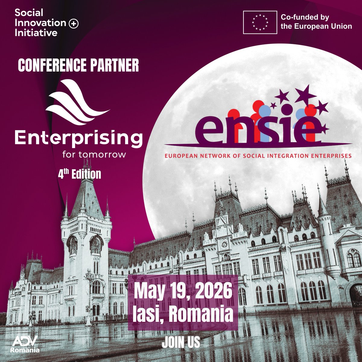 ensienetwork's tweet photo. 🌍 ENSIE supports #EnterprisingForTomorrow2026, @AdvRomania’s flagship social economy conference, taking place on 19 May in Iași, Romania.
🤝 A key event for social economy leaders, policymakers, social entrepreneurs &amp; social finance actors.
👉 Follow the event on our channels! https://t.co/pBiTGw2TGa