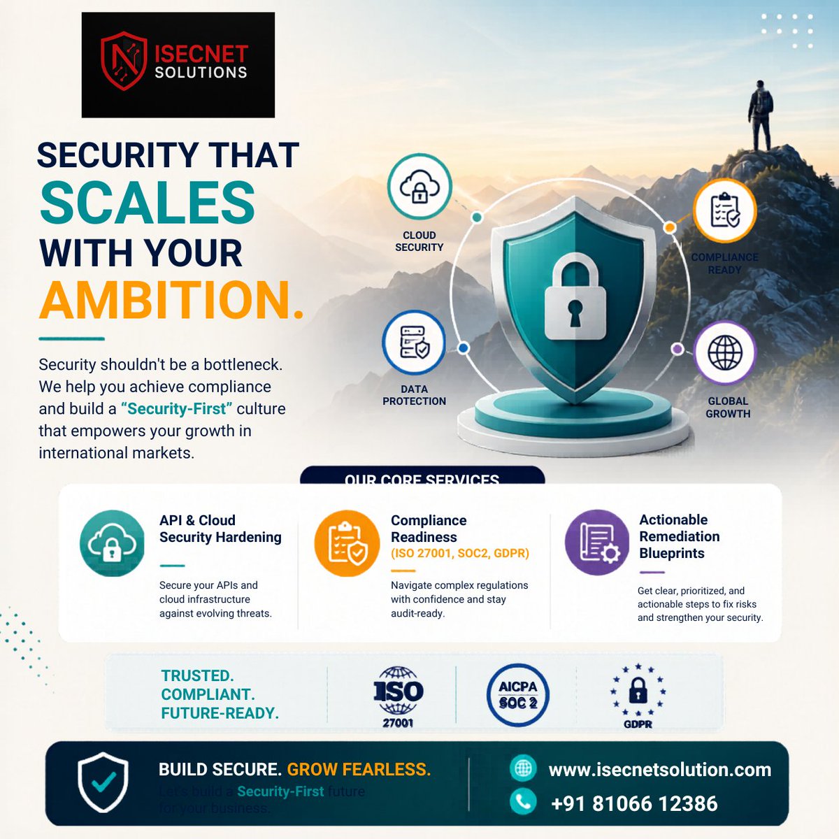 isecnet's tweet photo. Security That Scales With Your Business.
Compliance-ready. Cloud-secure. Growth-focused.
🌐 https://t.co/q70secA4ES
📞 +91 81066 12386
#CyberSecurity #CloudSecurity #APISecurity #SOC2 #ISO27001 #GDPR #CyberDefense #BusinessSecurity #InfoSec #Compliance #DigitalTransformation https://t.co/SC6KuS5to8