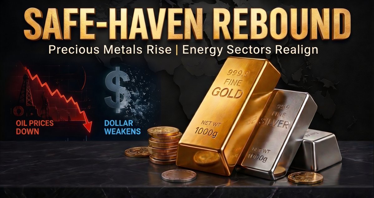 Gold and silver have recovered from key support levels as Middle East de-escalation signals pressured oil prices, reducing inflation concerns. 

Read more here : insights.augmont.com/safe-haven-reb…

#AugmontGoldForAll #Gold #Silver #PreciousMetals #GoldPrices #SilverPrices #MetalsMarket