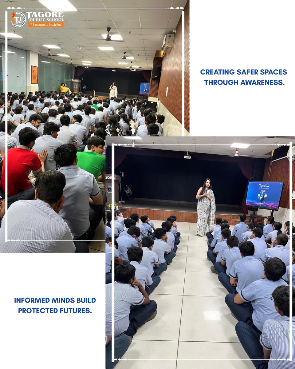 PublicTagore's tweet photo. Tagore Public School organised a comprehensive and impactful awareness workshop on the Protection of Children from Sexual Offences (POCSO) Act for students of Grades 4 to 12. 
#pocso #tagorepublicschool #gurgaon #schools https://t.co/keAiGGRnNd