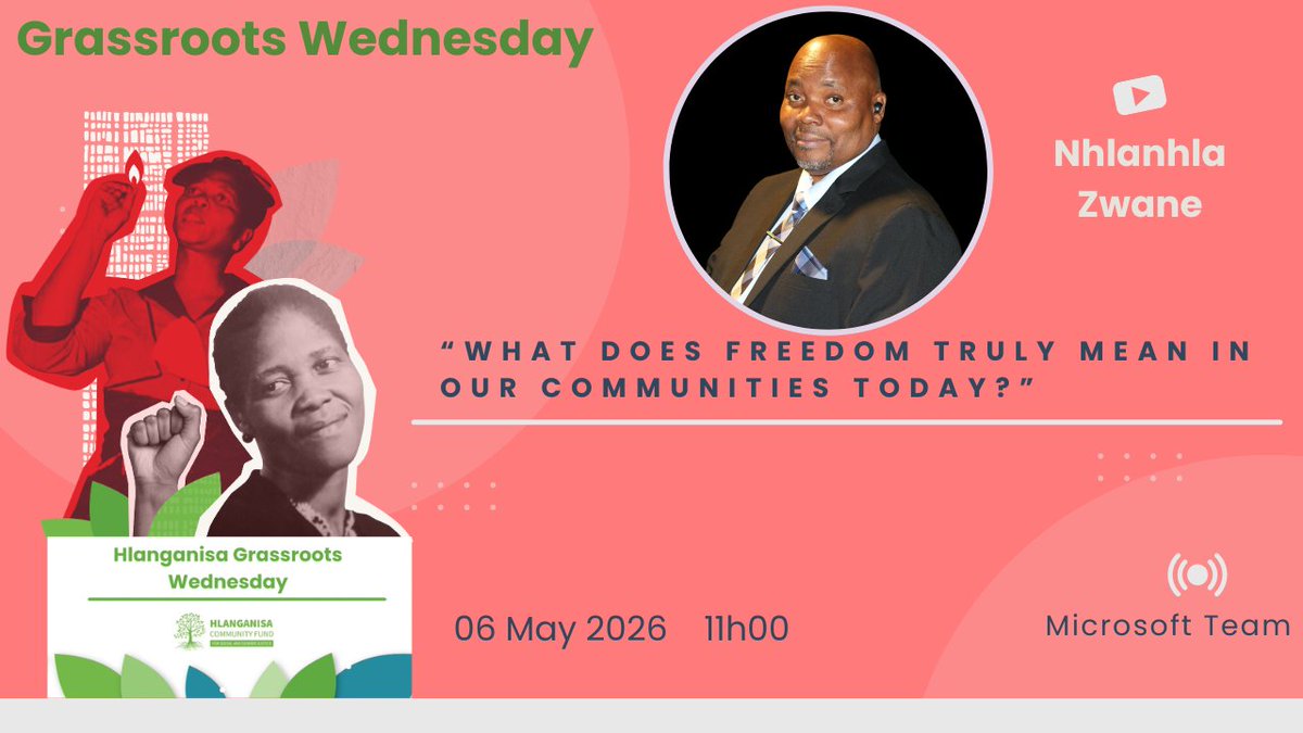 _Hlanganisa's tweet photo. Meet our #GrassrootsWednesday speaker, Nhlanhla Zwane - Director of the African Youth Development Fund (AYDF), a non-profit organisation focused on youth empowerment and civic education across South Africa and the continent.

Time: 11h00 AM
🔗 https://t.co/bnItgFXCv1 https://t.co/iIPXeDqRzl